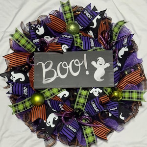 24” Happy Halloween Deco Mesh  Front Door Wreath