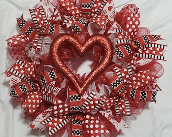 Heart Valentine's Day Deco Mesh Wreath