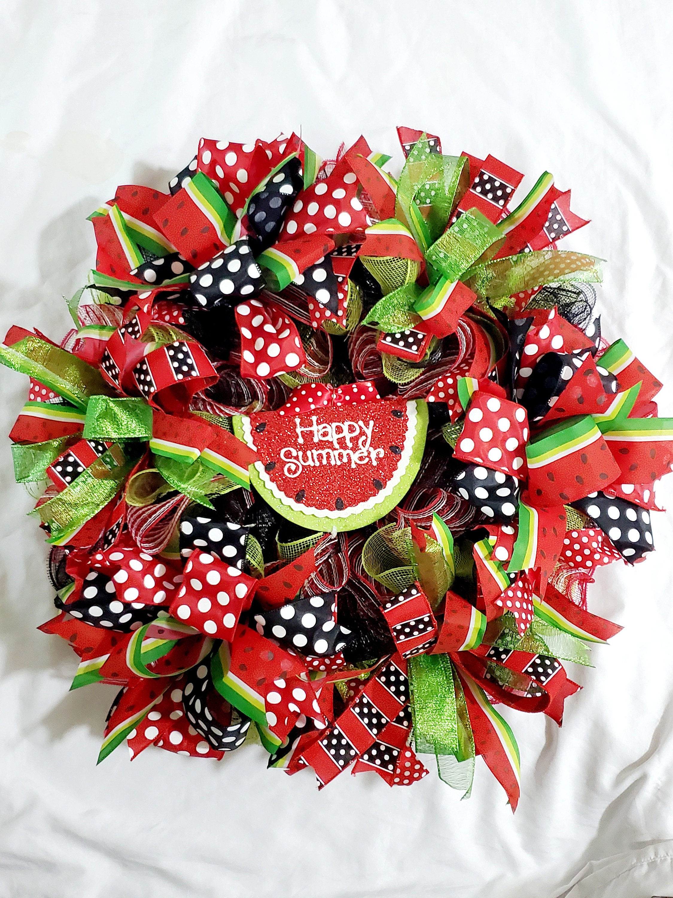 Hello Summer Watermelon Deco Mesh Wreath