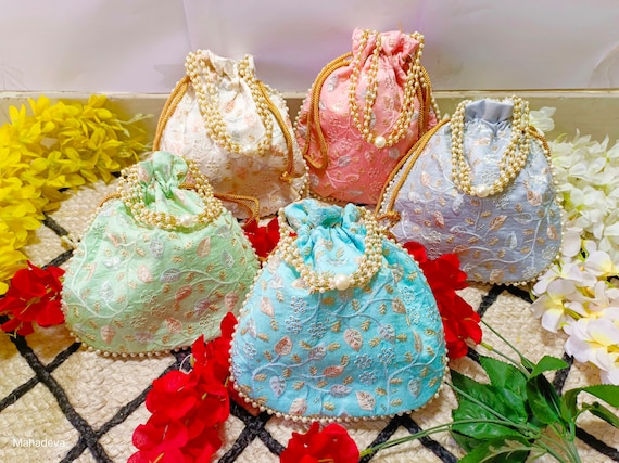 New Arrival of Indian Wedding Favor Potli Bags Party Wear Hand Bags Embroidered Clutch Purses Drawstring Pouch Bag Return Gift Etsy