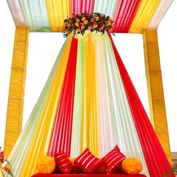 Wedding Backdrop Curtain, Mehndi Haldi Ceremony Decoration Curtains, Party Hanging Fabric, Wall Decor Curtains, Tent Decorative Fabric