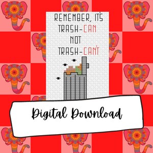 Motivational Trash Can Cross Stitch Pattern; Snarky; Quick Stitch; Easy Stitch
