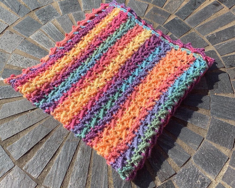 Rainbow unisex baby blanket, crocheted newborn gift 