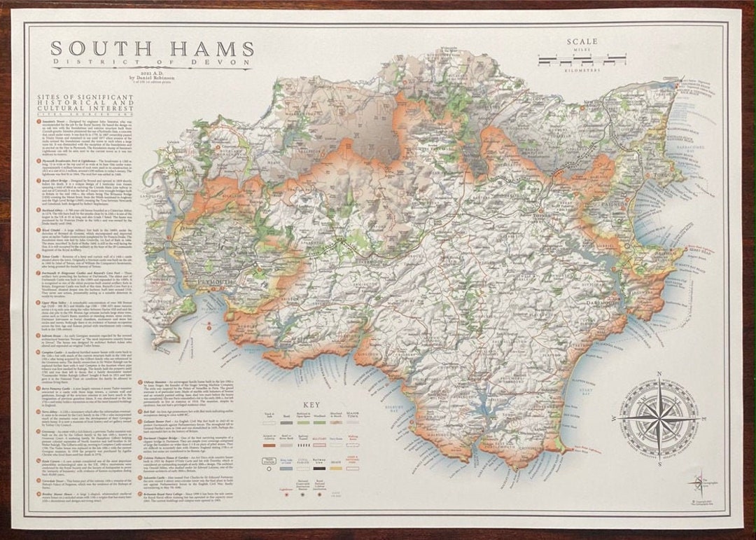 South Hams Map Devon Etsy UK