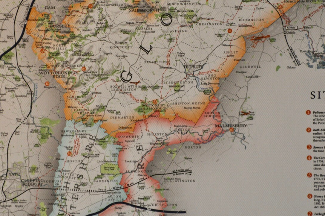 Cotswolds AONB Map Etsy UK