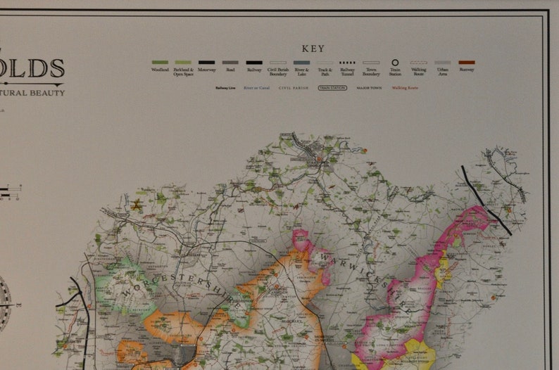 Cotswolds AONB Map Etsy Canada