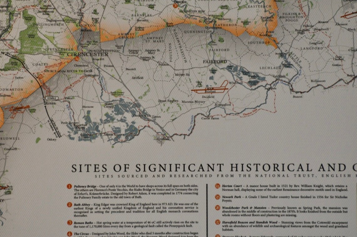 Cotswolds AONB Map Etsy Canada