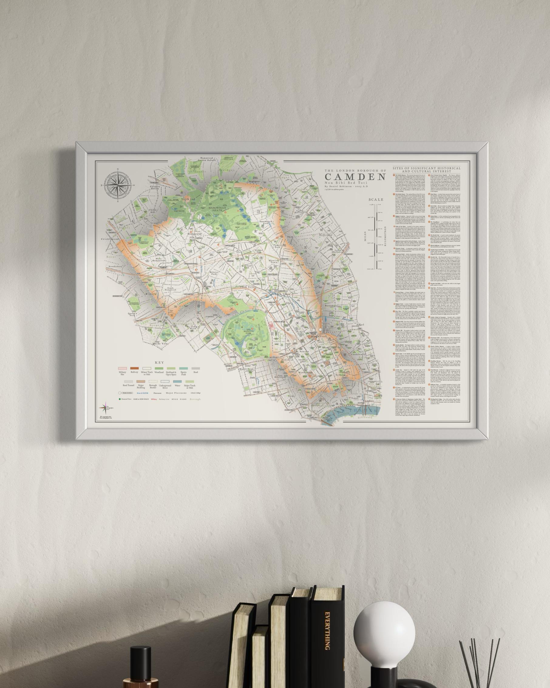 Vintage Map of Camden London: Giclee Art Print