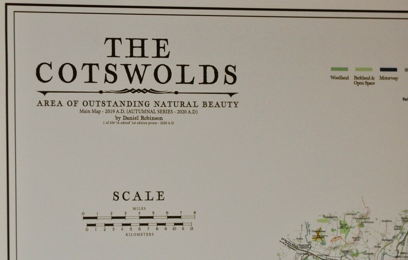 Cotswolds AONB Map Autumnal Edition Etsy