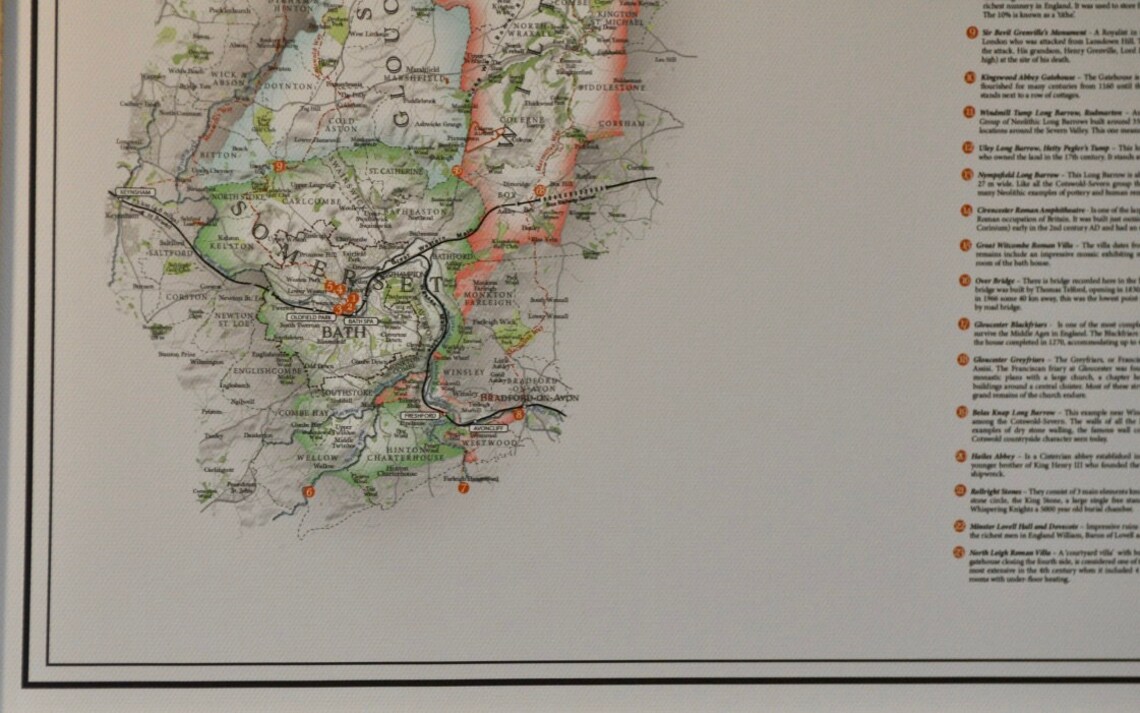 Cotswolds AONB Map Etsy UK