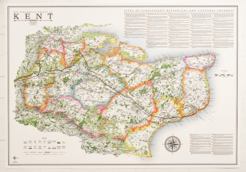 Mapa del condado de Kent Etsy España