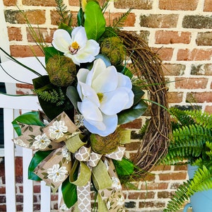 Magnolia Wreath, Welcome Wreath, All Season Wreath, Farmhouse, Neutral Decor, Mother’s Day, Door Decor, Free Shipping