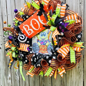 Halloween Wreath, Halloween Decor, Fall Wreath, Trick or Treat, Fall, Frankenstein, Boo, Spooky Decor, Free Shipping