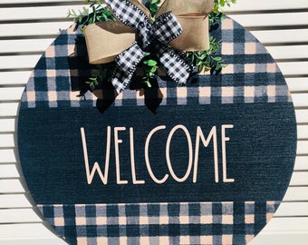 Farmhouse Welcome Door Hanger, Welcome Wood Circle, Door Hanger, All Season Decor, Farmhouse, Welcome, FREE SHIPPING