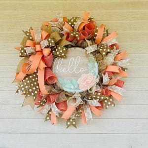 Summer Wreath, Farmhouse Wreath, Hello Wreath, All Season Wreath, Neutral, Mother’s Day, Housewarming, Welcome Wreath, FREE SHIPPING