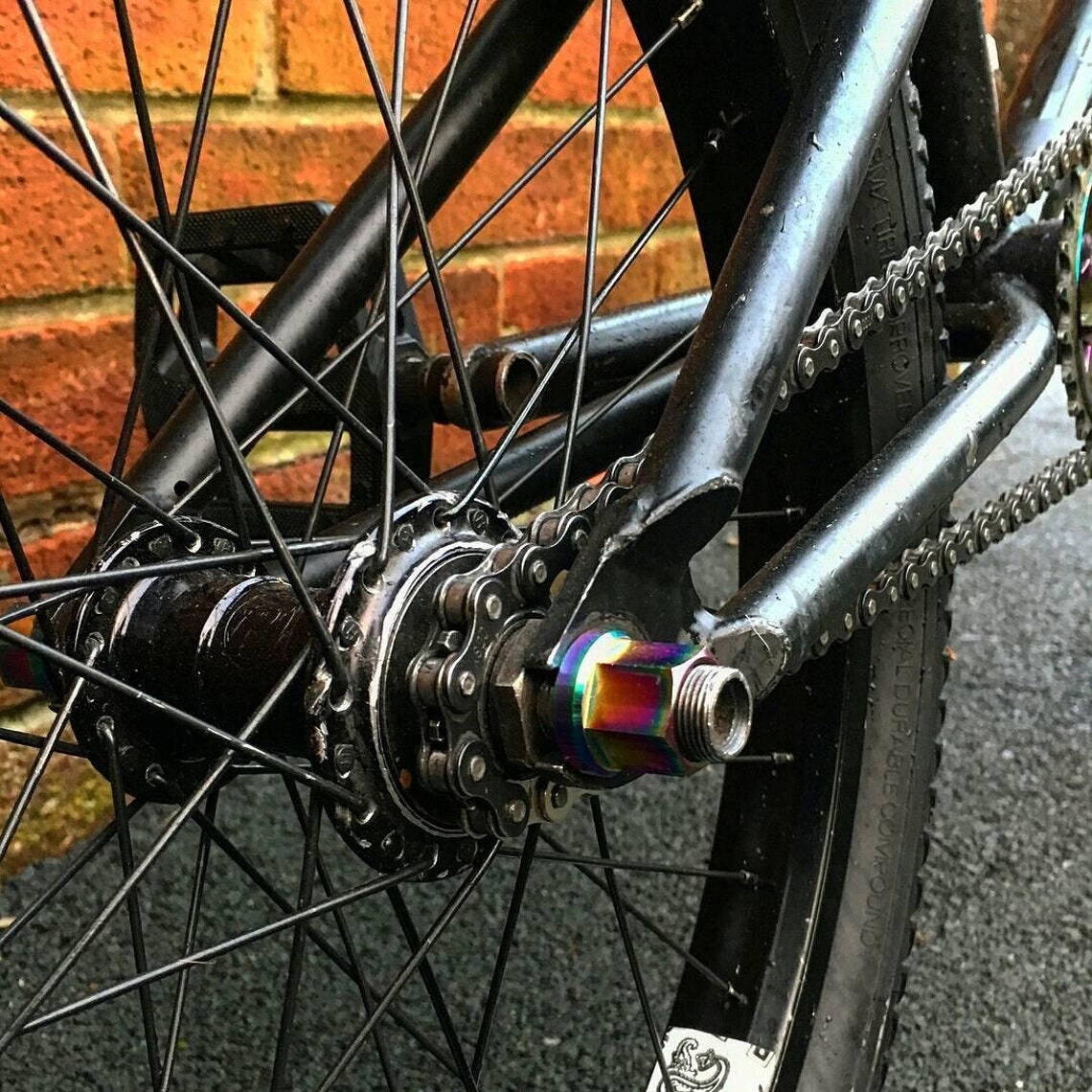 Oil slick Hub Nuts BMX Titanium Hub Axle Nuts 14mm Ti6Al4V Etsy