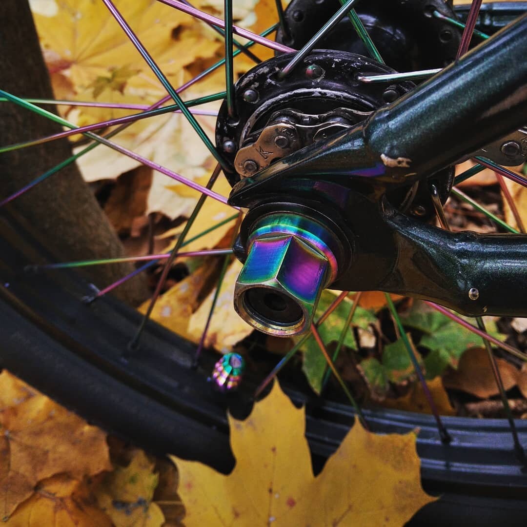 Oil slick Hub Nuts BMX Titanium Hub Axle Nuts 14mm Ti6Al4V Etsy