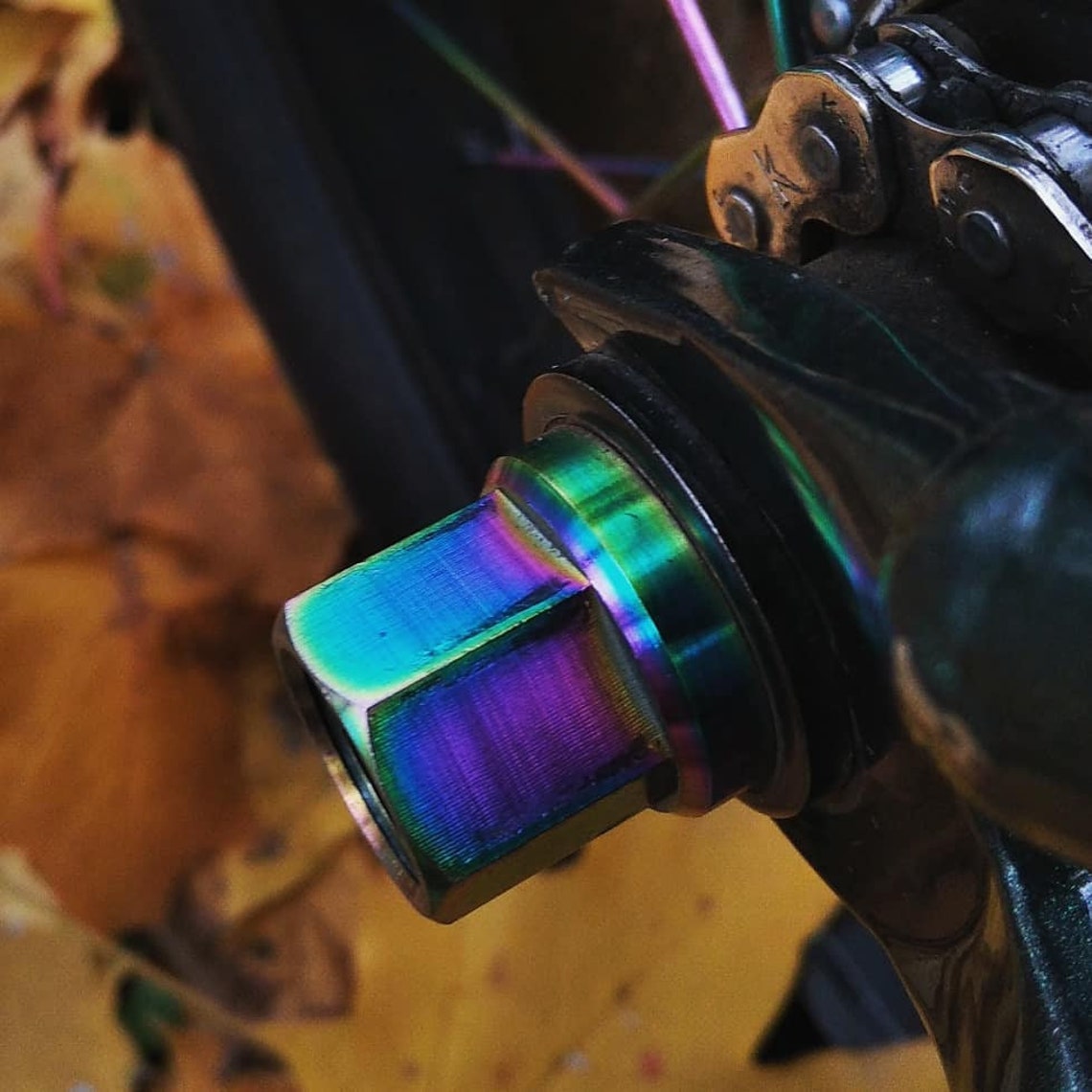 Oil slick Hub Nuts 14mm BMX nuts Titanium Axle Nuts BMX Hub Etsy