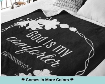 Fleece Blanket For Her, Birthday Gift, Encouragement, God Is My Comforter Minky Blanket, Religious, Bible Verse, Christian Gift For Her