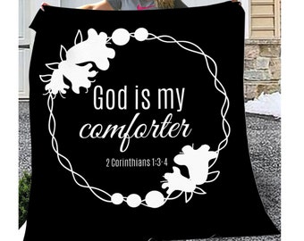 Christian Gifts For Women, Fleece Blanket For Her, Bible Verse Gift, Scripture Gift, God Is My Comforter Minky Throw Blanket
