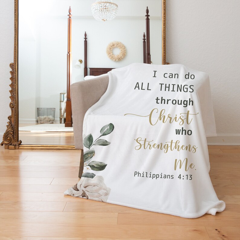 Philippians 413 Scripture Blanket With Floral Design 100 Polyester