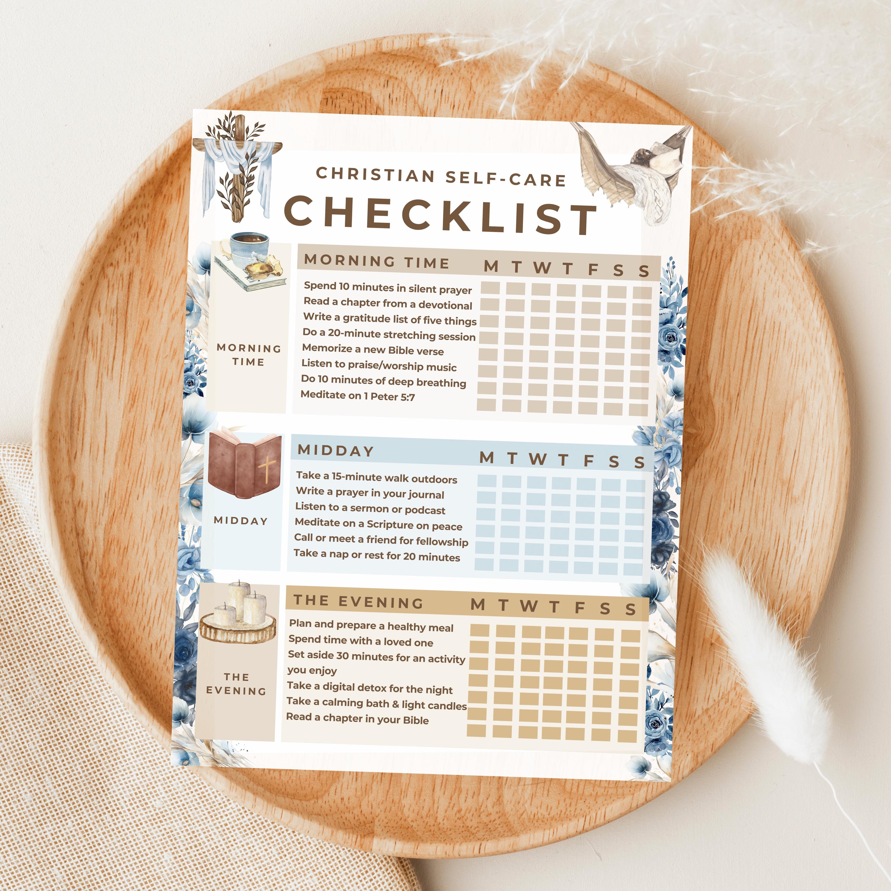 Christian Self Care Printable Planner, Wellness Daily Routine ...