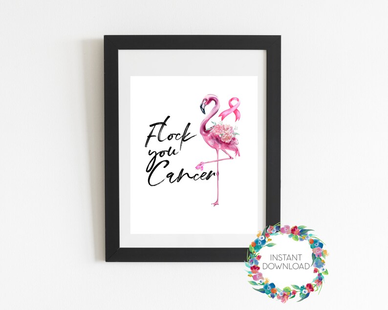 Funny Flock You Cancer Flamingo Breast Cancer Awareness Digital ...
