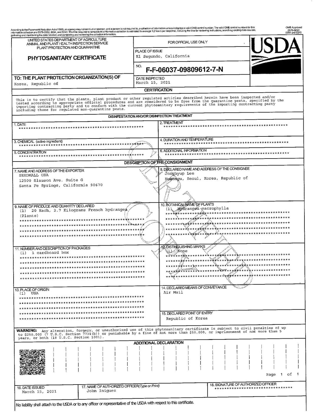 Phytosanitary Certification for International Purchases - Etsy