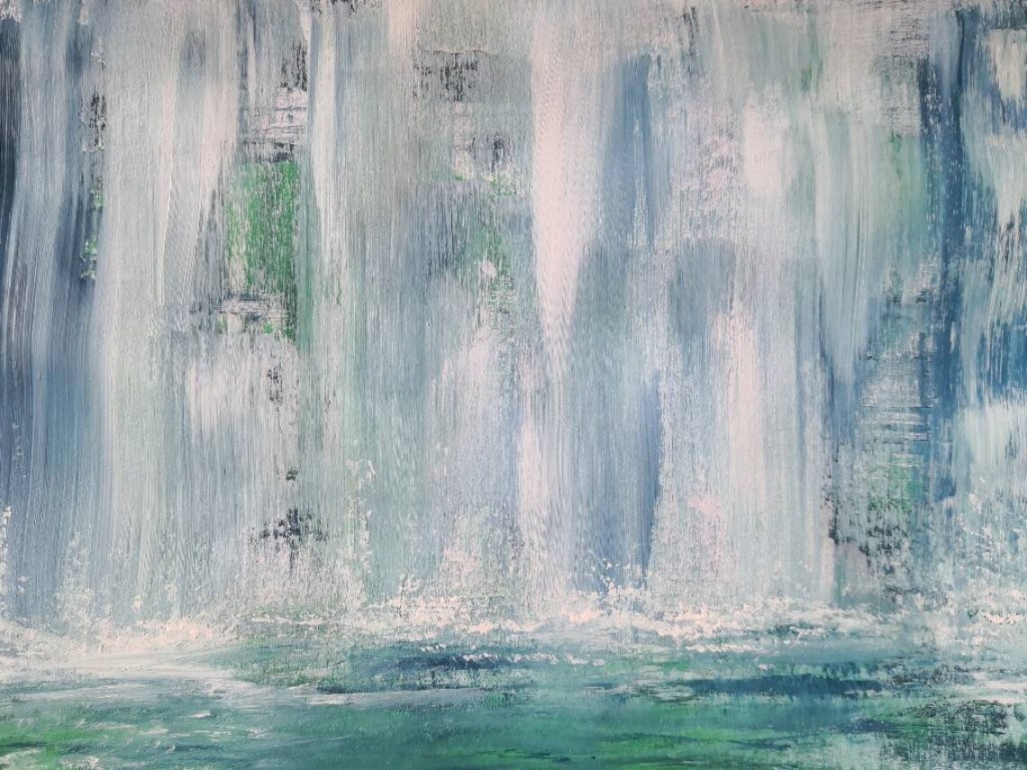 Waterfall Original Abstract Painting Waterfall Wall Art Etsy