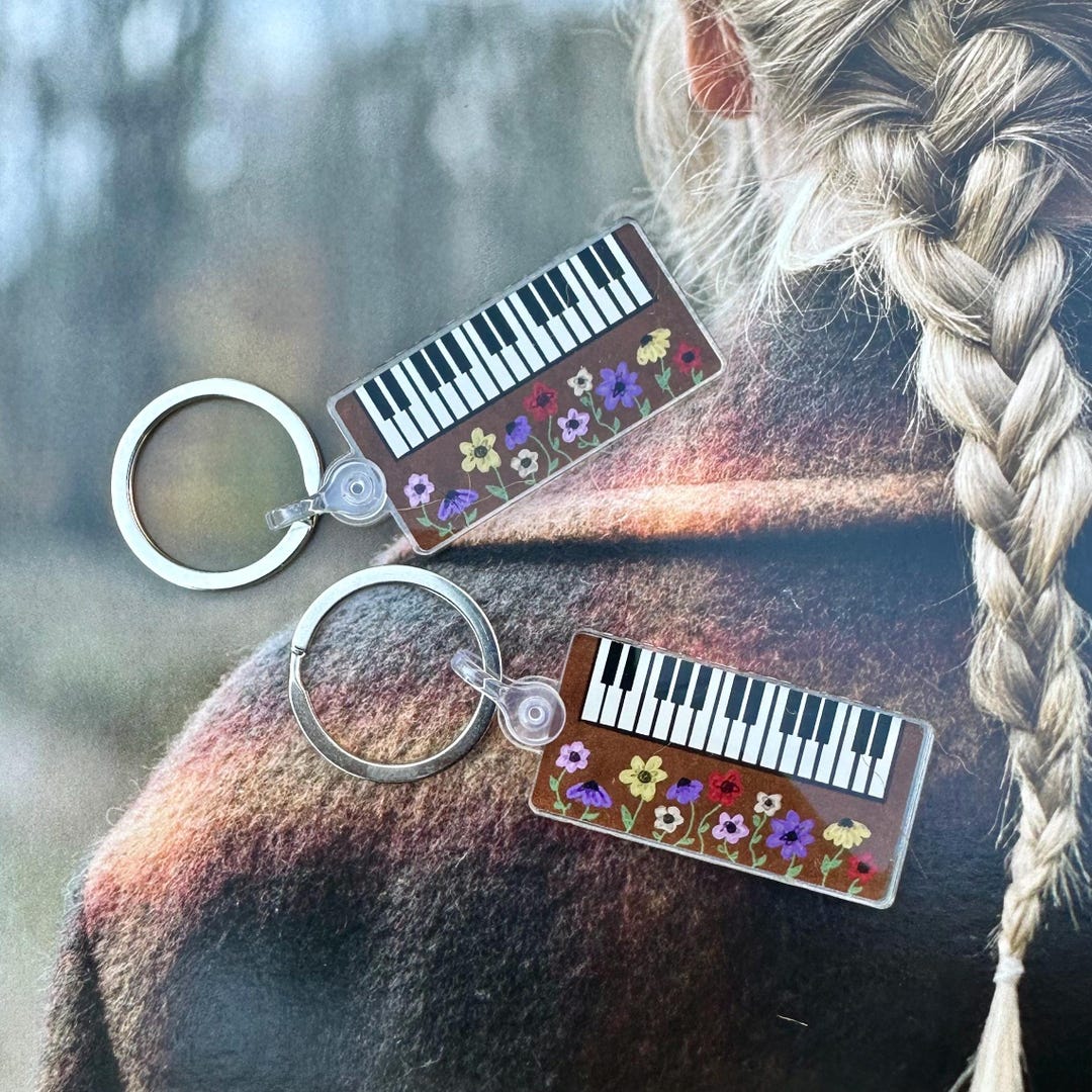 Flower Piano Keychain - Etsy
