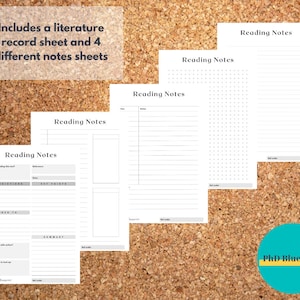 Postgrad/PhD Reading Notes Templates - Instant Digital Download
