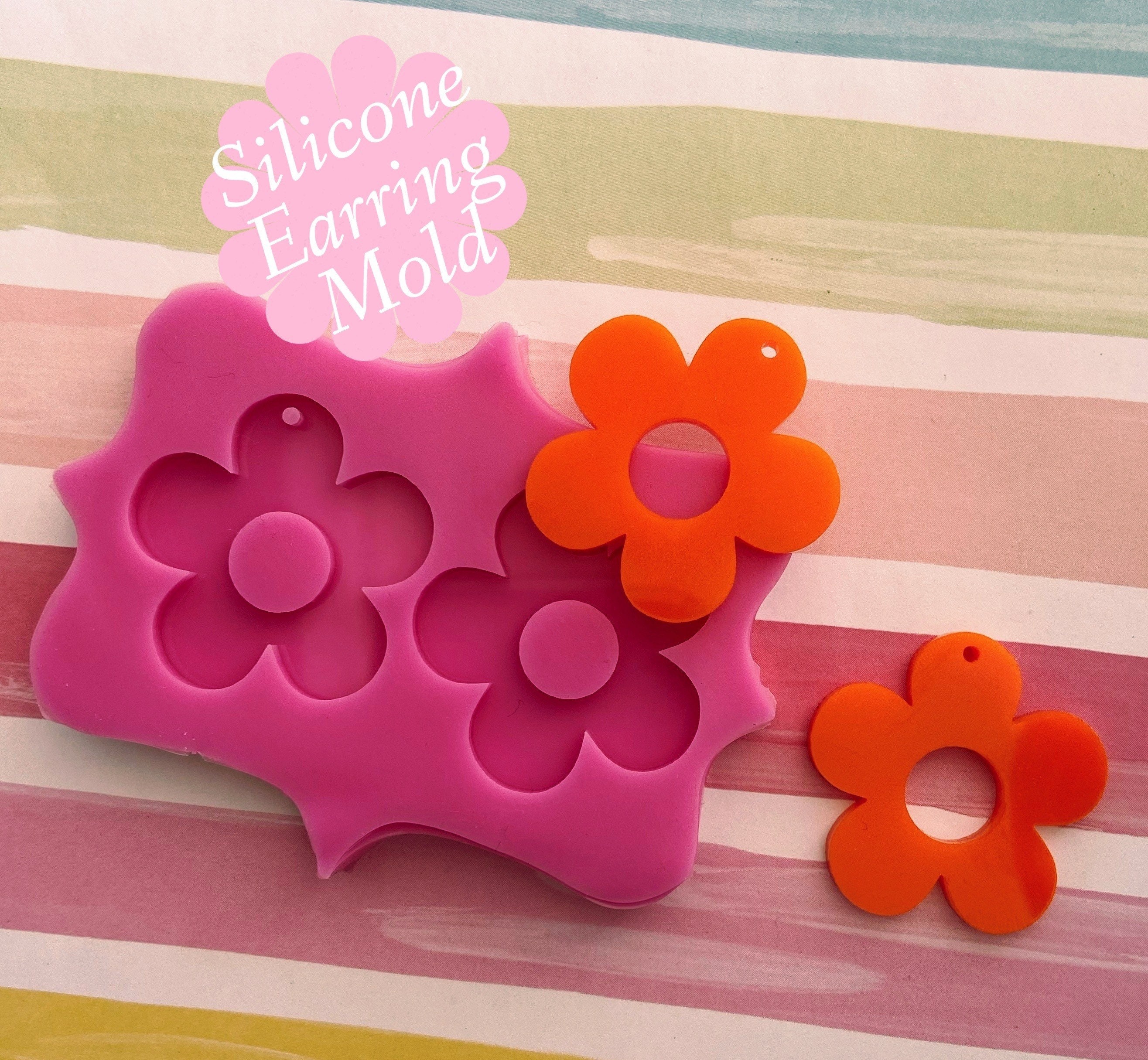 35mm flower silicone earring mold for resin earrings Etsy