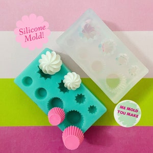 Silicone mold of miniature cupcakes / cases and cream toppings