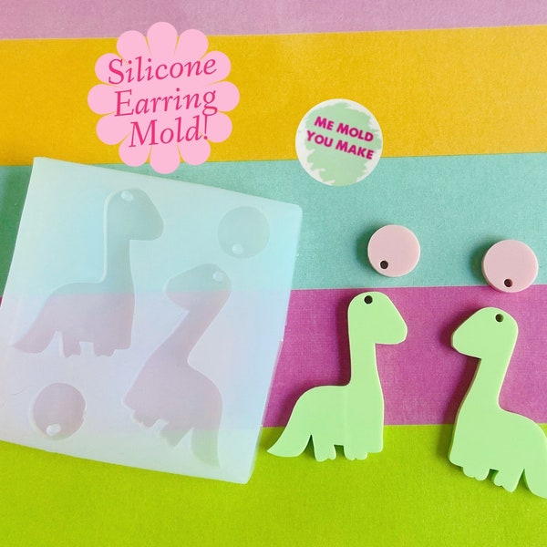 Baby Dino dangle silicone earring mold/ mould