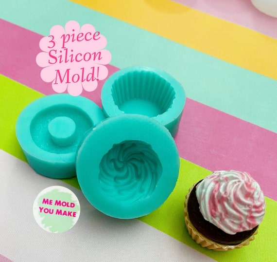 3 parts mini cupcake silicone mold / mould