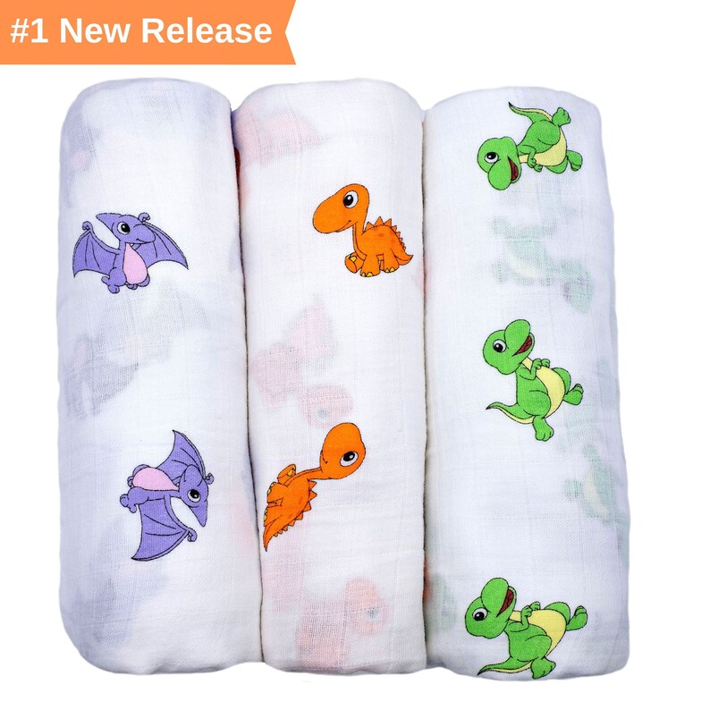 Dinosaur Muslin Swaddle Blanket Baby Swaddle Blanket Baby Etsy