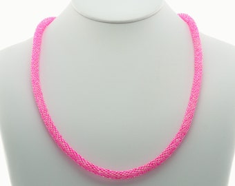 Pink Glass Seed Bead Necklace