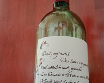 Download - DIY gift - label for empty wine bottle with money flowers (ONLY label download available here!)