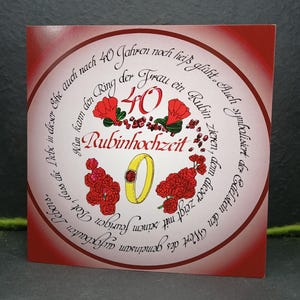 Klappkarte 'Rubinhochzeit' Bedeutung des Hochzeitstages