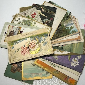 5 lindos cartões postais vintage do início dos anos 1900 (usados)