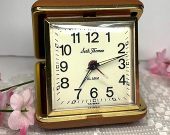 Vintage Seth Thomas Travel Alarm Clock Mid-century Brass Spring Wound ...