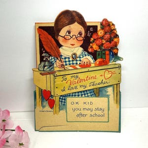 Tarjeta vintage de San Valentín para profesor