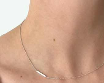 Dainty Necklace I Minimalist Silver Necklace I Bar necklace