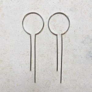 Aros únicos, pendientes finos de plata llamativos, pendientes geométricos