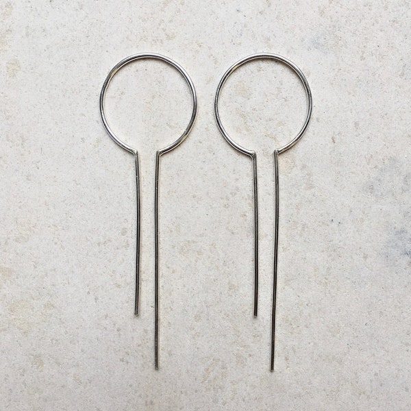 Aros únicos, pendientes finos de plata llamativos, pendientes geométricos