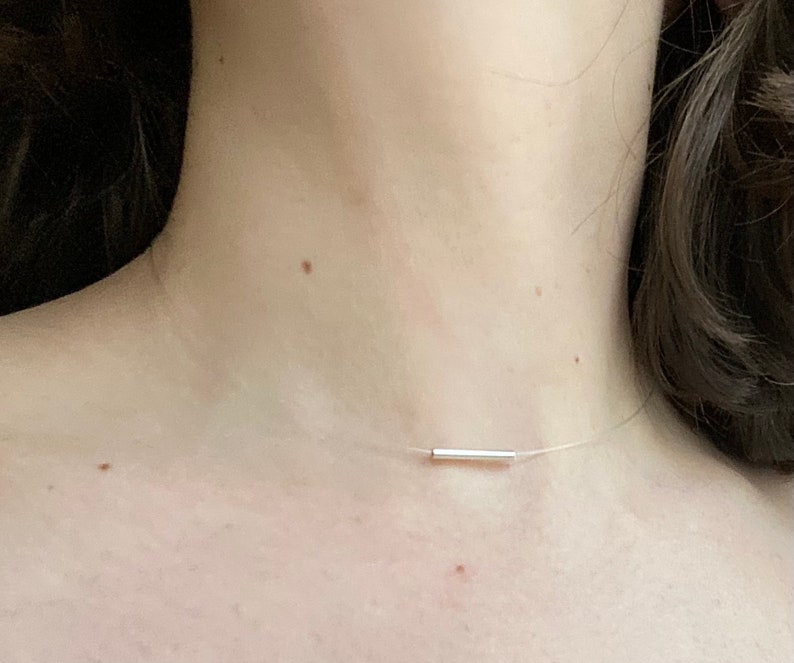 Sierlijke choker, minimalistische ketting, sterling zilveren buis afbeelding 2