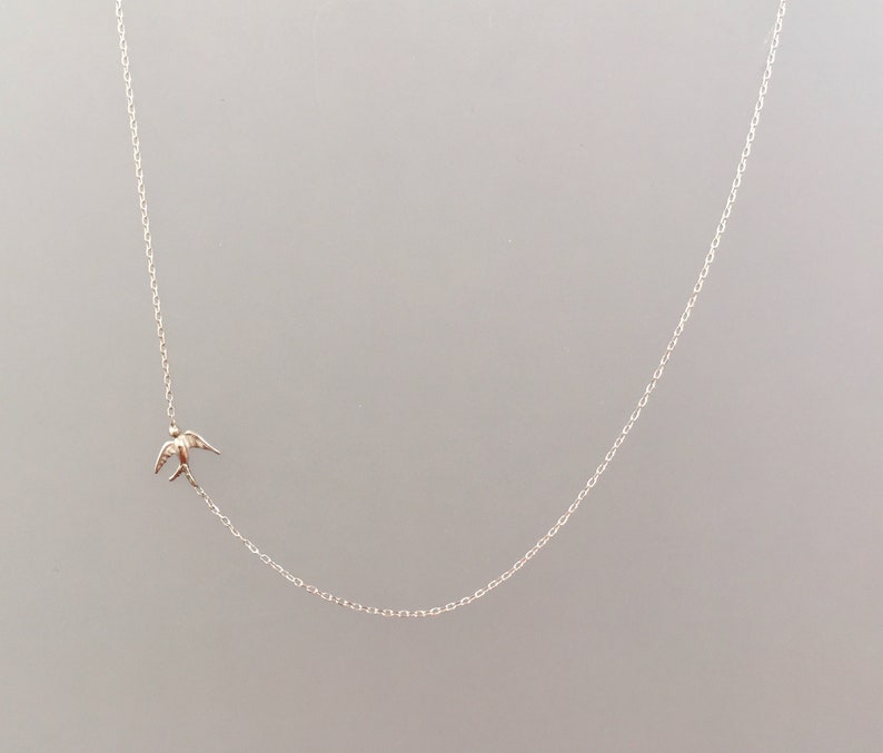 Sierlijke ketting I Minimalistische zilveren ketting I Slik ketting I Vrijheid ketting afbeelding 2