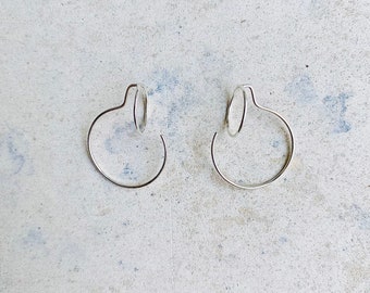 Unique hoops, statement  thin silver earrings,geometric earrings, orbit earrings