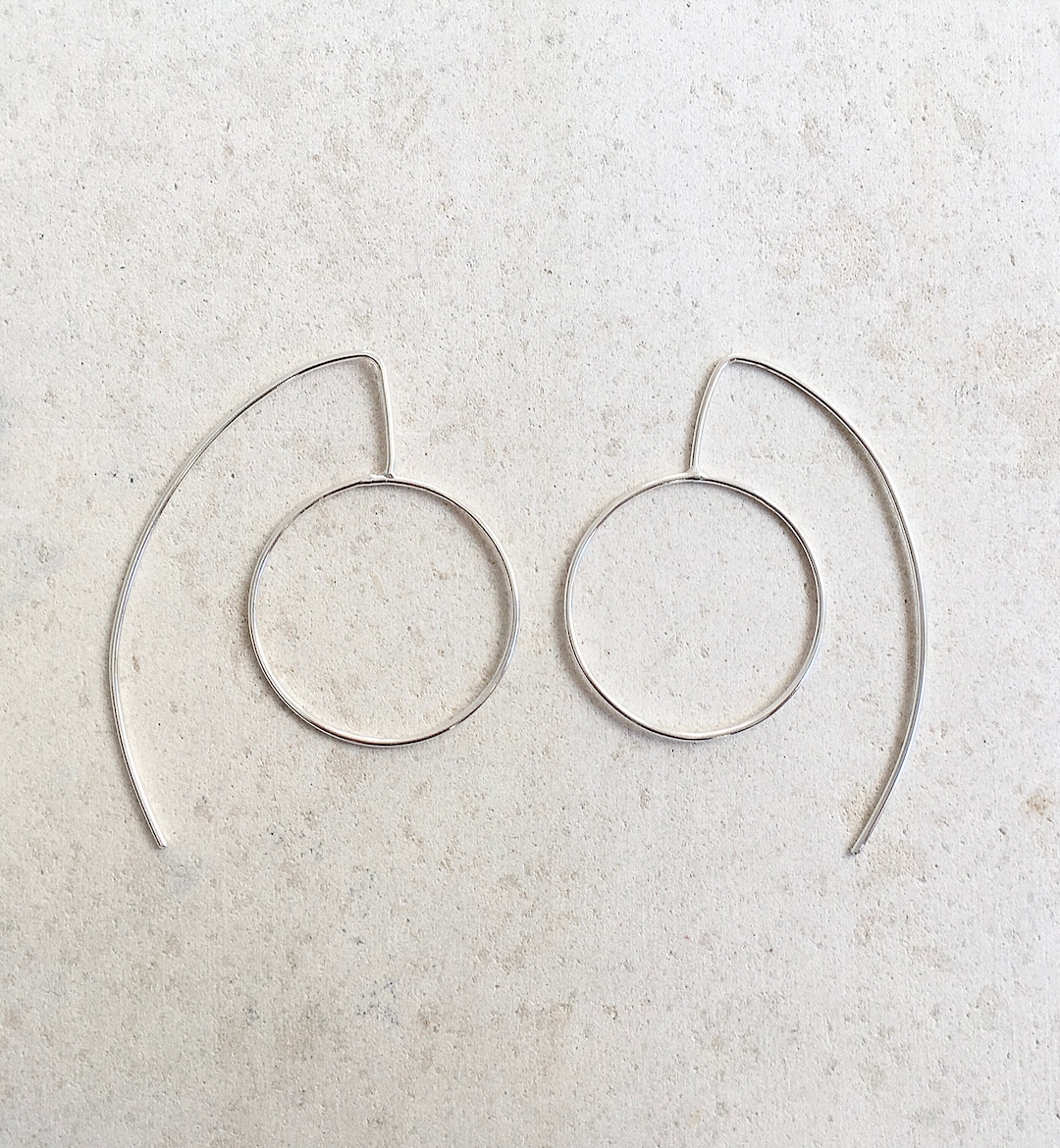Unique Hoops, Statement Thin Silver Earrings,geometric,minimalist ...