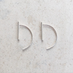 Unique hoops, statement  thin silver earrings,geometric,minimalist earrings